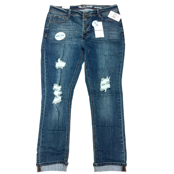 Wall Flower Junior Jeans Curvy High Rise Distressed Ankle Size 0 / 24  NWT - Picture 1 of 4